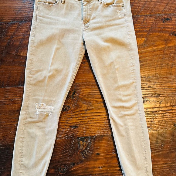 MOTHER Jeans The Looker Fray Blowout Skinny Jeans in Coastal Tan - Picture 2 of 8